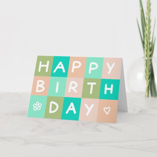 Logo Green Blush Eenvoudige Business Happy Birthda Kaart (Voorkant)