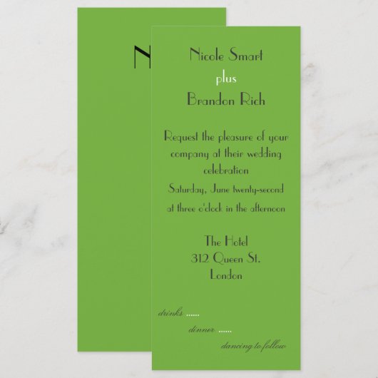 Logo Green Wedding Invitation Kaart (Voorkant / Achterkant)