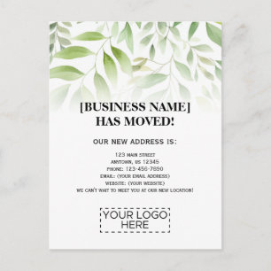 Logo Greenery Business Moving Announance Briefkaart