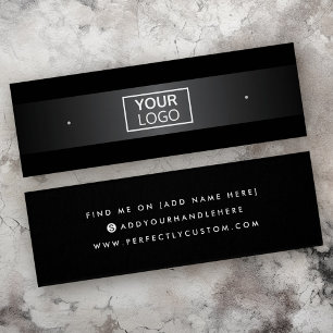 Logo grijze gradiënt zwarte stud oorkaart mini visitekaartjes