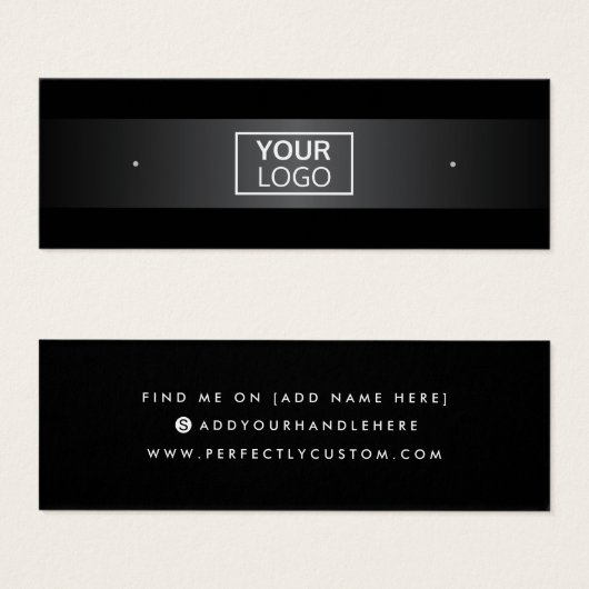 Logo grijze gradiënt zwarte stud oorkaart mini visitekaartjes (Voorkant /achterkant)