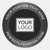 Logo grijze satijngradiëntgrens bedankt ronde sticker (Voorkant)