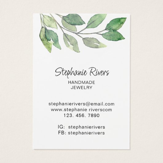 Logo groen sieraden Ketting display Kaarten Visitekaartje (Achterkant)