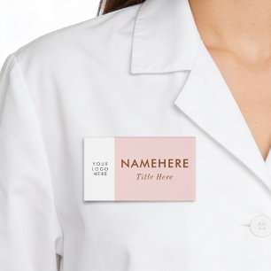 Logo Groot Eenvoudig Blush Roze Pastel Licht Naam  Naambadge
