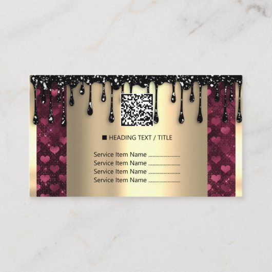 Logo Haar make-up nagels Drip SPA QRCode Gold Hear Visitekaartje (Achterkant)