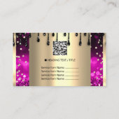 Logo Haar Make-up Nails Drips SPA QRCode Pink Gold Visitekaartje (Achterkant)