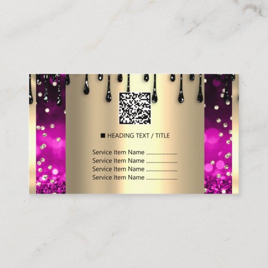Logo Haar Make-up Nails Drips SPA QRCode Pink Gold Visitekaartje (Achterkant)