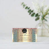 Logo Hair Makeup Nails Drift SPA QR Code Drip Mint Visitekaartje (Staand voorkant)