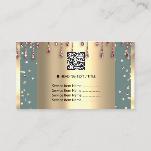 Logo Hair Makeup Nails Drift SPA QR Code Drip Mint Visitekaartje (Achterkant)