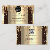 Logo Hair Makeup Nails Drift SPA QR Code Gold Visitekaartje (Voorkant / Achterkant)