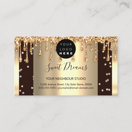 Logo Hair Makeup Nails Drift SPA QR Code Gold Visitekaartje (Voorkant)