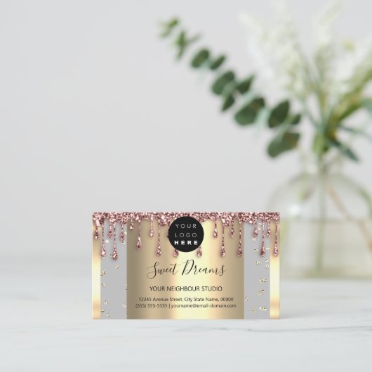 Logo Hair Makeup Nails Drift SPA QR Code Grey Visitekaartje (Staand voorkant)