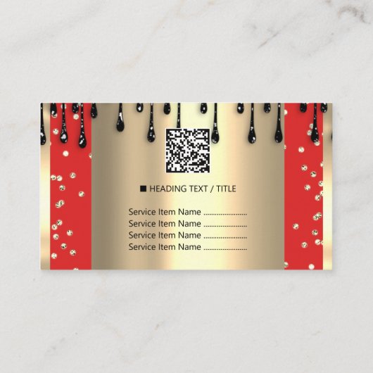 Logo Hair Makeup Nails Drift SPA QR Code Rood Visitekaartje (Achterkant)