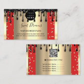 Logo Hair Makeup Nails Drift SPA QR Code Rood Visitekaartje (Voorkant / Achterkant)