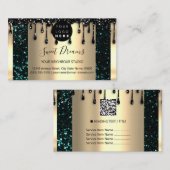 Logo Hair Makeup Nails Drift SPA QRCode Blauwgroen Visitekaartje (Voorkant / Achterkant)