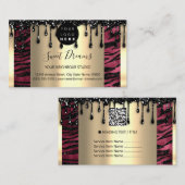 Logo Hair Makeup Nails Drift SPA QRCode Burgundy Visitekaartje (Voorkant / Achterkant)