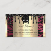 Logo Hair Makeup Nails Drift SPA QRCode Burgundy Visitekaartje (Voorkant)