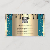 Logo Hair Makeup Nails Drift SPA QRCode Gold Blauw Visitekaartje (Achterkant)