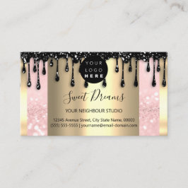 Logo Hair Makeup Nails Drift SPA QRCode Gold Pink Visitekaartje