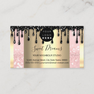 Logo Hair Makeup Nails Drift SPA QRCode Gold Pink Visitekaartje