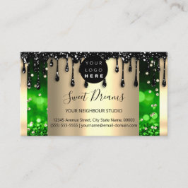 Logo Hair Makeup Nails Drift SPA QRCode Green Gold Visitekaartje