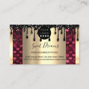 Logo Hair Makeup Nails Drip SPA QRCode Gold Heart Visitekaartje