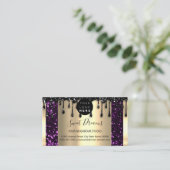 Logo Hair Makeup Nails Drip SPA QRCode Gold Paars Visitekaartje (Staand voorkant)