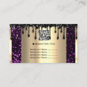 Logo Hair Makeup Nails Drip SPA QRCode Gold Paars Visitekaartje (Achterkant)