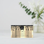Logo Hair Makeup Nails Drip SPA QRCode Gold Studio Visitekaartje (Staand voorkant)