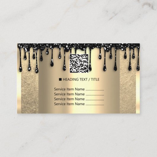 Logo Hair Makeup Nails Drip SPA QRCode Gold Studio Visitekaartje (Achterkant)