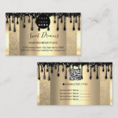 Logo Hair Makeup Nails Drip SPA QRCode Gold Studio Visitekaartje (Voorkant / Achterkant)