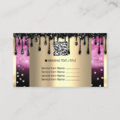 Logo Hair Makeup Nails Drip SPA QRCode Pink Visitekaartje (Achterkant)