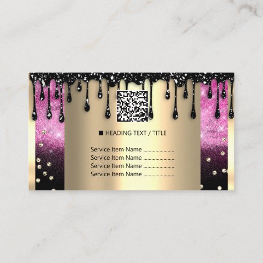 Logo Hair Makeup Nails Drip SPA QRCode Pink Visitekaartje (Achterkant)