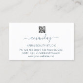Logo Hairdresser Makeup Artist Blue QR Code White Visitekaartje (Achterkant)