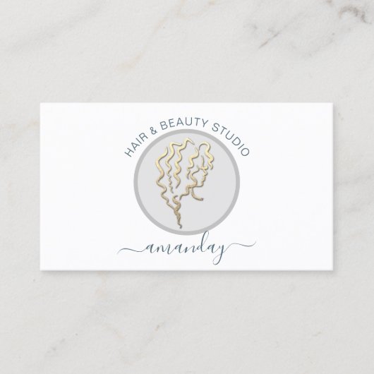 Logo Hairdresser Makeup Artist Blue QR Code White Visitekaartje (Voorkant)