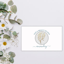 Logo Hairdresser Makeup Artist Blue QR Code White Visitekaartje