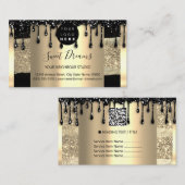 Logo HairMakeup Nails Drift SPA QRCode Gold Busin Visitekaartje (Voorkant / Achterkant)