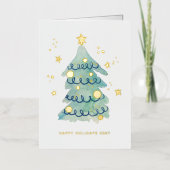 Logo Hand Painted Simple Christmas Tree Business Folie Feestdagenkaart (Voorkant)