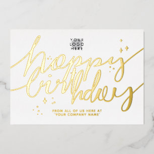 Logo Hand Schrift Zakelijk Verjaardagskaart Goud F Folie Uitnodiging