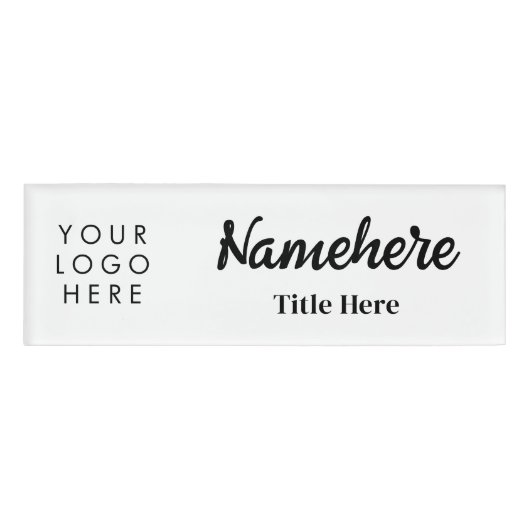 Logo Hand Script Clean White Bold Magnet Titel Naambadge (Voorkant)