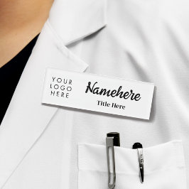 Logo Hand Script Clean White Bold Magnet Titel Naambadge