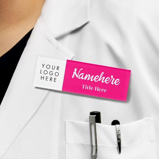 Logo Hand Script Vet Helder Roze Magneet Titel Naambadge