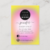 Logo handgemaakte juwelen Kaart Geel Roze Visitekaartje (Achterkant)