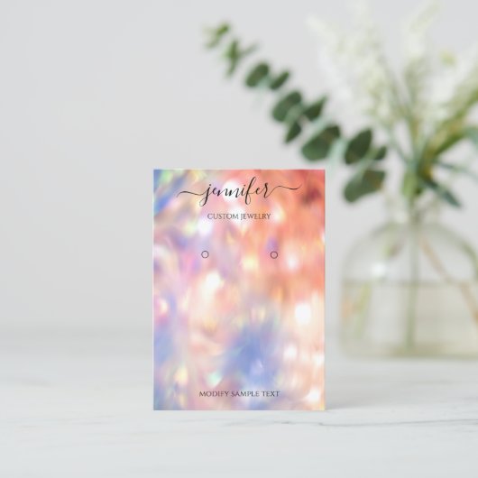 Logo handgemaakte juwelen Kaart holografisch Roos Visitekaartje (Staand voorkant)