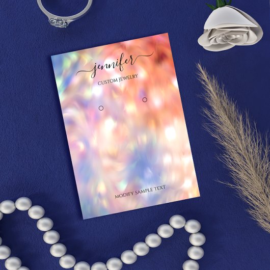 Logo handgemaakte juwelen Kaart holografisch Roos Visitekaartje