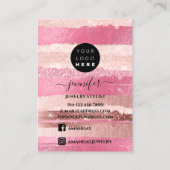 Logo handgemaakte juwelen Kaart roze rozenstrepen Visitekaartje (Achterkant)