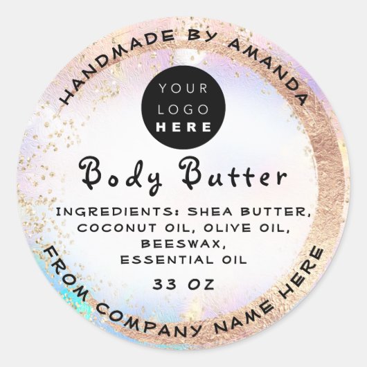 Logo Handgemaakte naam Balm Butter Cosmetic Ronde Sticker (Voorkant)