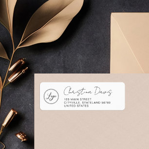 Logo Handgeschreven Naam Zwart Wit Retouradres Etiket