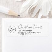 Logo Handgeschreven Naam Zwart Wit Retouradres Etiket (Insitu)