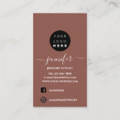 Logo Handmade Jewelry Kaart Brown Roos Visitekaartje (Achterkant)